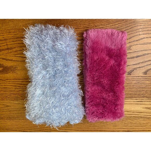 Lot of 2 Girls Scarf Scarves Super Soft Cozy 48" Long Pink Silvery White - Picture 1 of 5